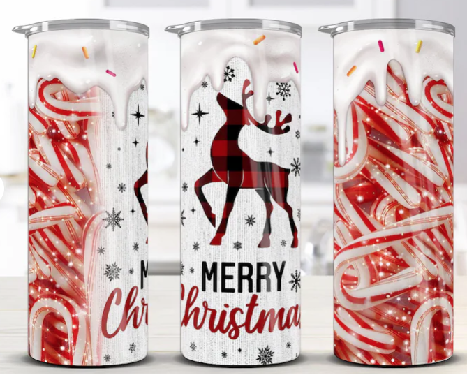 Plaid candy cane reindeer