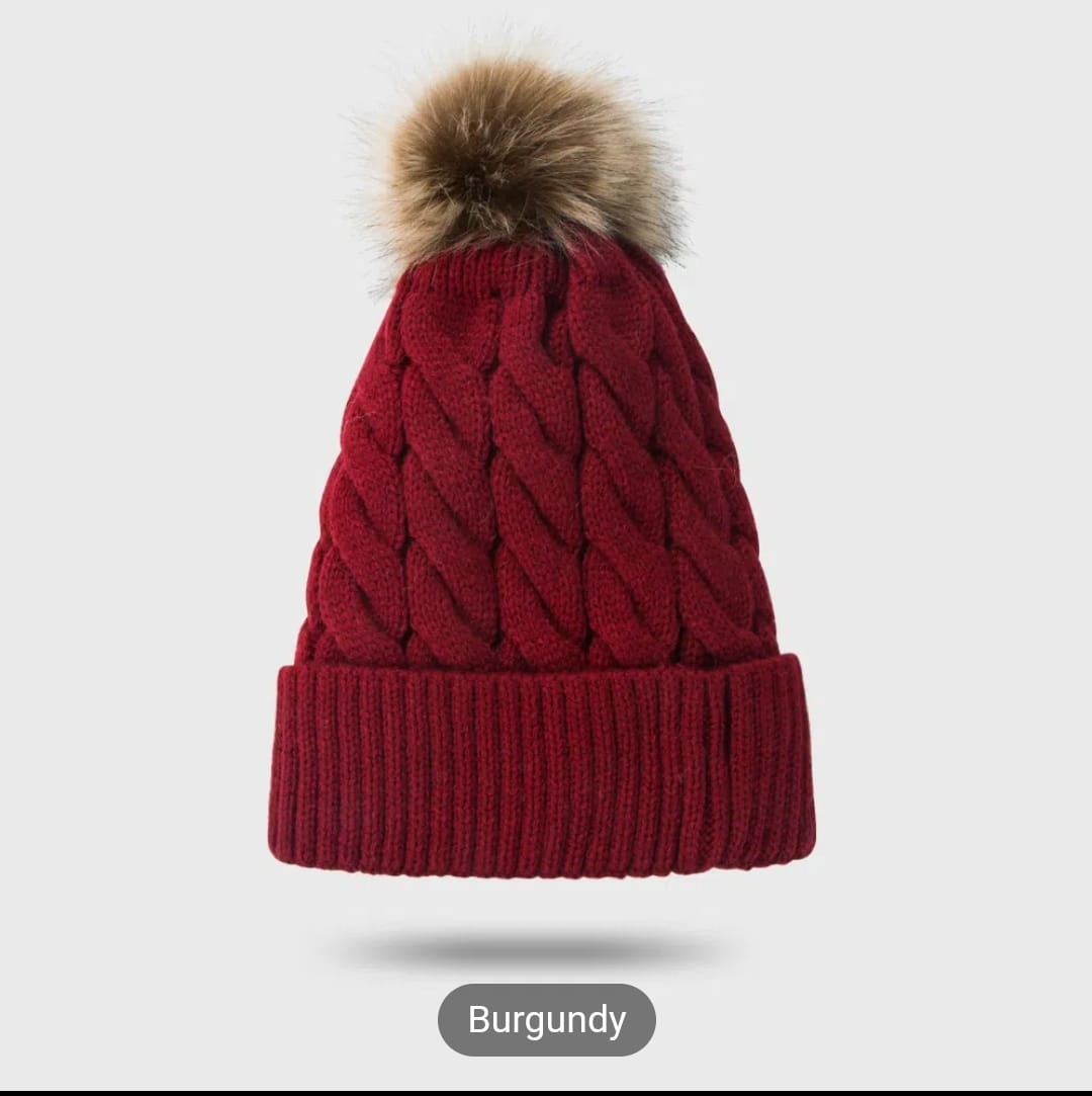 Knitted Pom Beanie hat (multiple colors)