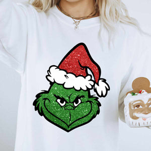 Grinchy Santa  ( faux glitter)