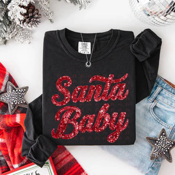 Faux Sequin SANTA BABY