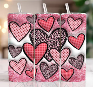 Patterned Heart tumbler