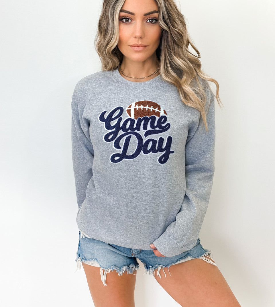 Game Day Navy Football Chenille