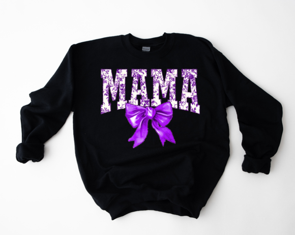 Floral MAMA Bow- PURPLE