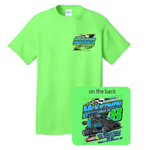 Grady McKiernan Racing front and back Neon Green Performance Tshirt