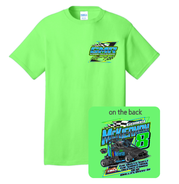 Grady McKiernan Racing front and back Neon Green