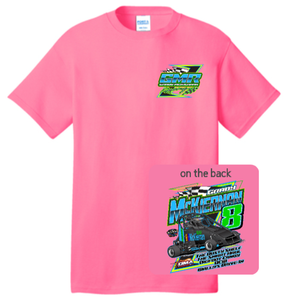 Grady McKiernan Racing front and back Neon Pink Performance Tshirt