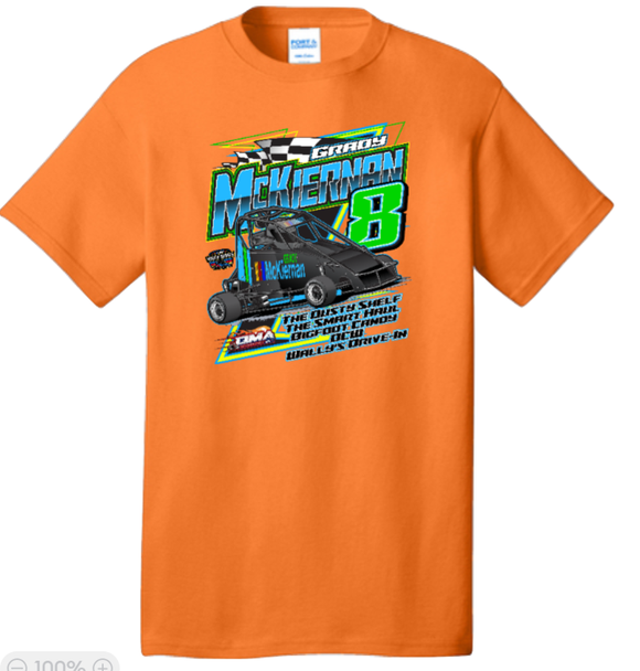 Grady McKiernan GMR Sponsors  Neon Orange Performance Tshirt