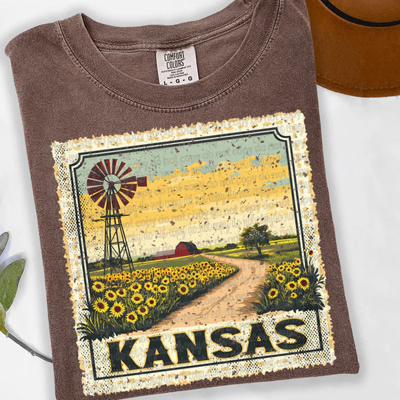 Vintage Stamp States- Kansas