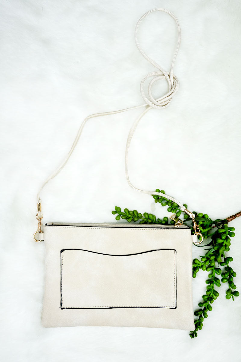 MARGRIET IVORY FAUX LEATHER CROSSBODY