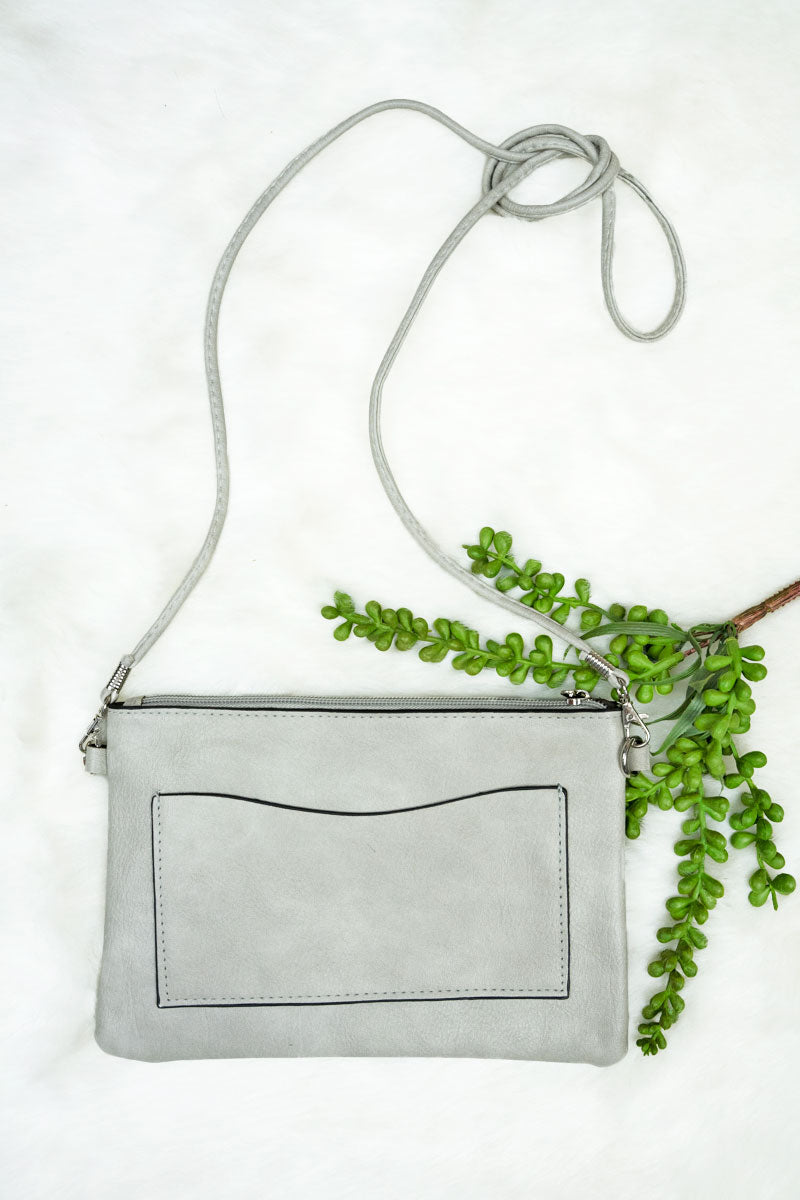 THE AUDRA GRAY FAUX LEATHER CROSSBODY