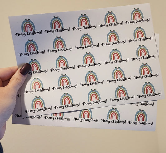 Merry Christmas Rainbow Sticker Sheet