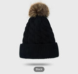 Knitted Pom Beanie hat (multiple colors)